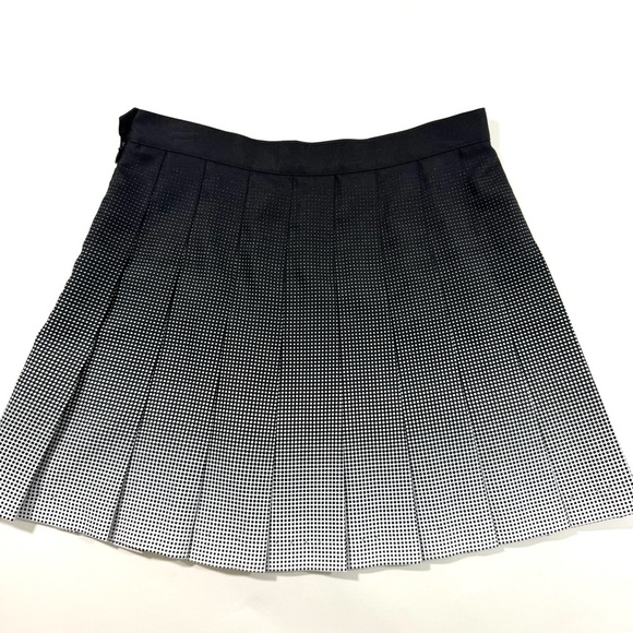 New American Apparel Mini Pleat Skirt Grandient Ombre Black White - Picture 3 of 7